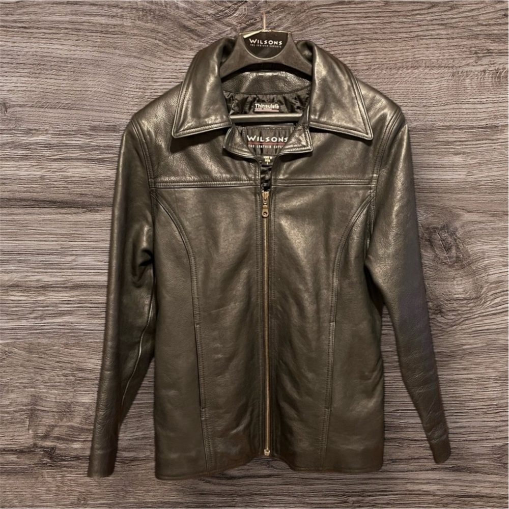 🌺Wilson’s Women’s Black Leather Jacket With Thinsulate Thermal Insulation EUC